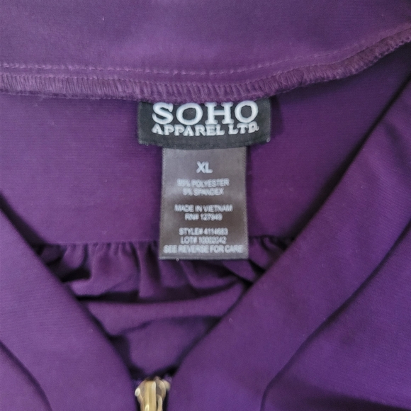 SoHo Apparel LTD Purple Top  XL - Picture 7 of 8